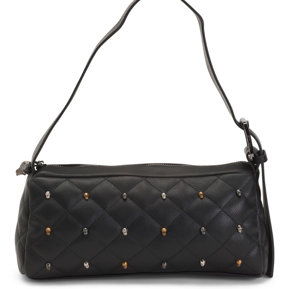 Betsey Johnson Black Quilted Shoulder Bag with Gold and Silver Studs - Picture 1 of 3